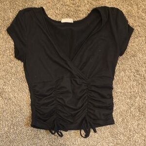 Glitz Black Ruched Crop Top
